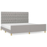 Estructura de cama con cabecero de tela gris claro 200x200 cm 2