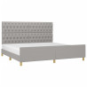 Estructura de cama con cabecero de tela gris claro 200x200 cm 3