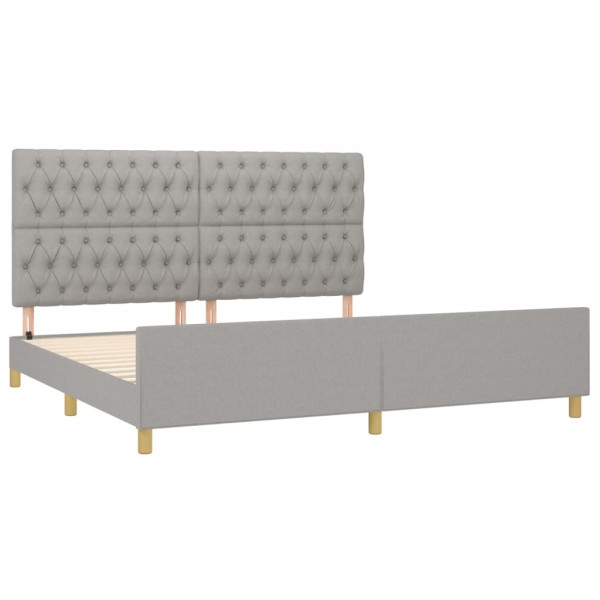 Estructura de cama con cabecero de tela gris claro 200x200 cm M 4