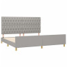 Estructura de cama con cabecero de tela gris claro 200x200 cm 4