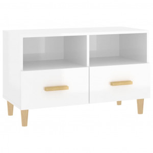 Mueble de TV madera contrachapada blanco brillo 80x36x50 cm H