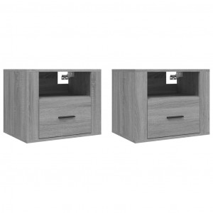 Mesitas de noche de pared 2 uds gris Sonoma 50x36x40 cm H