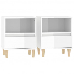 Mesas de cabeceira 2 pcs 40x35x50 cm branco brilhante H