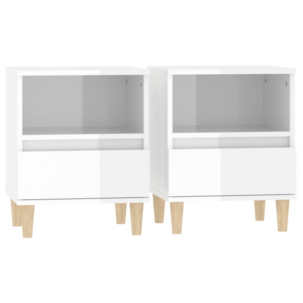 Mesas de cabeceira 2 pcs 40x35x50 cm branco brilhante M 2