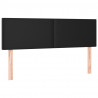 Cabeceira de cama c/ LED couro artificial 144x5x78/88 cm preto 4