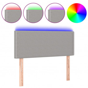 Cabeceira de cama c/ luzes LED tecido 80x5x78/88 cm cinza-claro H