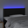 Cabeceira de cama c/ LED couro artificial 80x5x78/88 cm preto 3