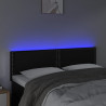 Cabeceira de cama c/ LED couro artificial 144x5x78/88 cm preto 3
