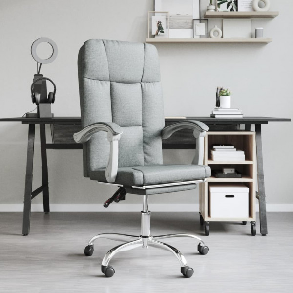 Silla de oficina reclinable de tela gris oscuro D