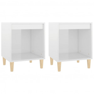 Mesas de cabeceira 2 pcs 40x35x50 cm branco brilhante H