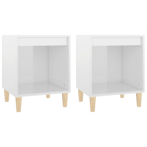 Mesas de cabeceira 2 pcs 40x35x50 cm branco brilhante M 2