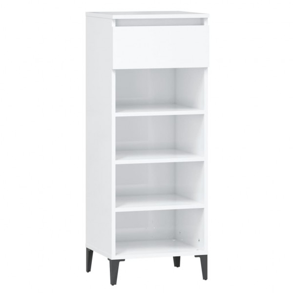 Mueble zapatero madera contrachapada blanco brillo 40x36x105 cm M 2