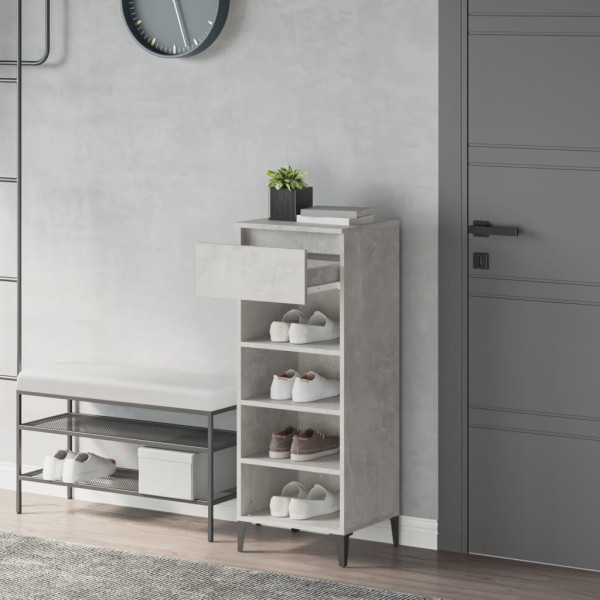 Mueble zapatero madera contrachapada gris hormigón 40x36x105 cm M 3