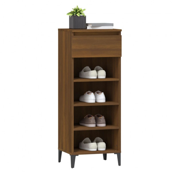 Mueble zapatero madera contrachapada marrón roble 40x36x105 cm M 4