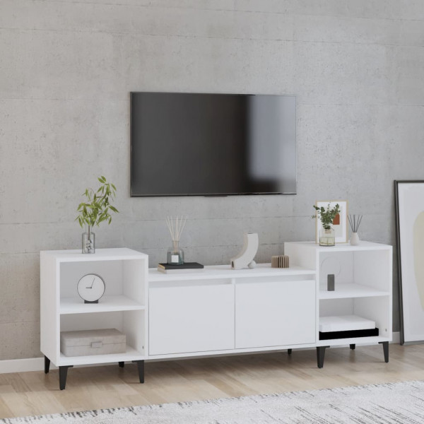 Mueble para TV madera contrachapada blanco 160x35x55 cm D