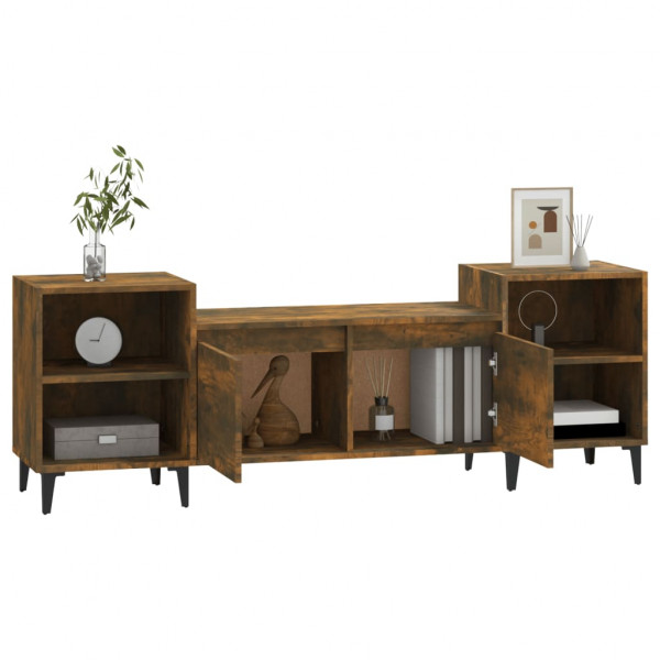 Mueble para TV madera contrachapada roble ahumado 160x35x55 cm M 4