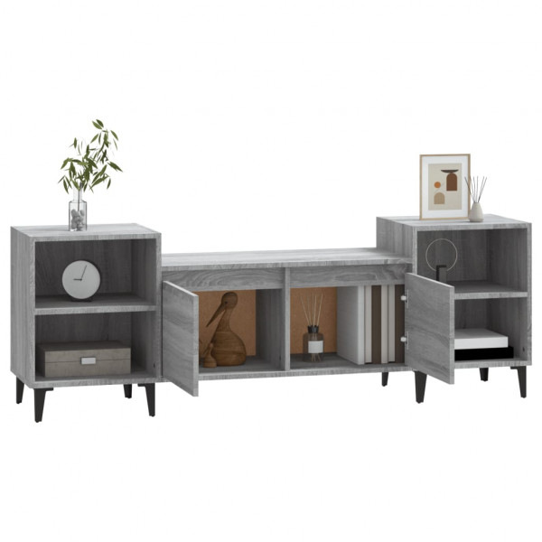 Mueble para TV madera contrachapada gris Sonoma 160x35x55 cm M 4
