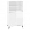 Aparador alto madera contrachapada blanco brillo 60x36x110 cm 2