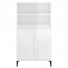 Aparador alto madera contrachapada blanco brillo 60x36x110 cm 3