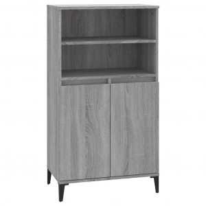 Aparador alto de madera contrachapada gris Sonoma 60x36x110 cm H