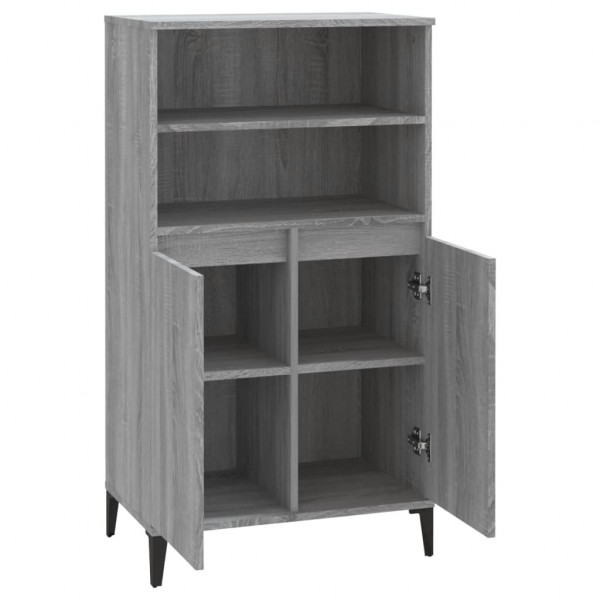 Aparador alto de madera contrachapada gris Sonoma 60x36x110 cm M 4