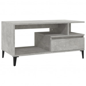 Mesa de centro madera contrachapada gris hormigón 90x49x45 cm H