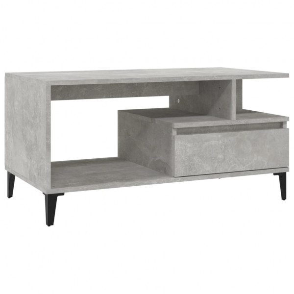 Mesa de centro madera contrachapada gris hormigón 90x49x45 cm M 2