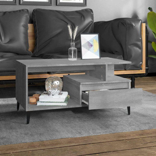 Mesa de centro 90x49x45 cm derivados de madeira cinzento sonoma M 3