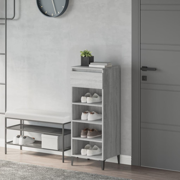 Mueble zapatero madera contrachapada gris Sonoma 40x36x105 cm D