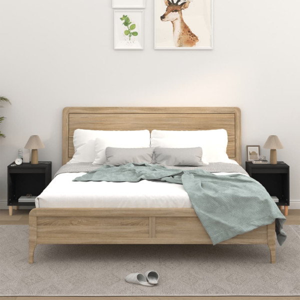 Mesitas de noche 2 unidades negro 40x35x50 cm D