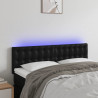 Cabeceira de cama c/ LED couro artificial 144x5x78/88 cm preto 1
