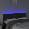 Cabeceira de cama c/ LED couro artificial 144x5x78/88 cm preto 3