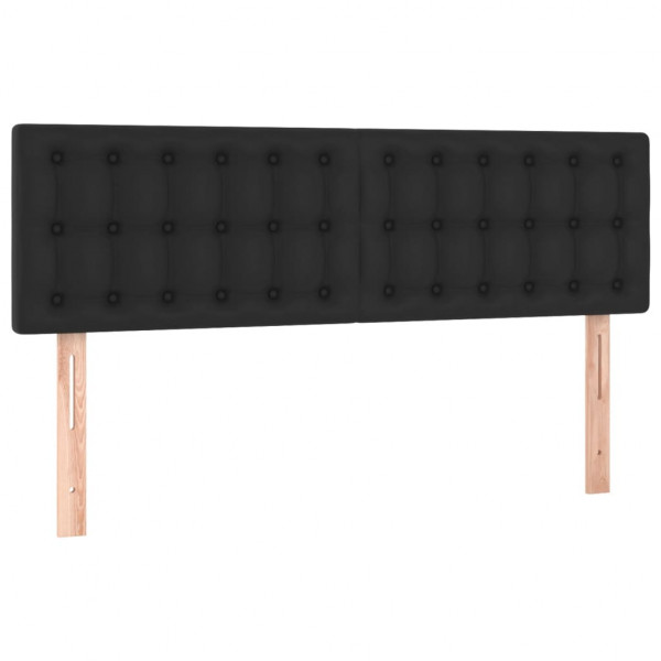 Cabeceira de cama c/ LED couro artificial 144x5x78/88 cm preto M 4