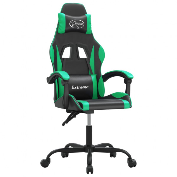 Cadeira gamer em couro sintético preto e verde M 2