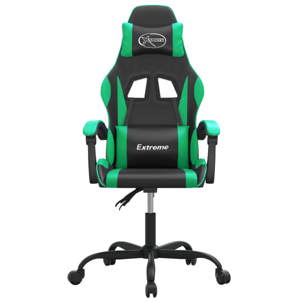 Cadeira gamer em couro sintético preto e verde M 3