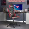 Silla gaming cuero sintético negro y rojo vino tinto 1