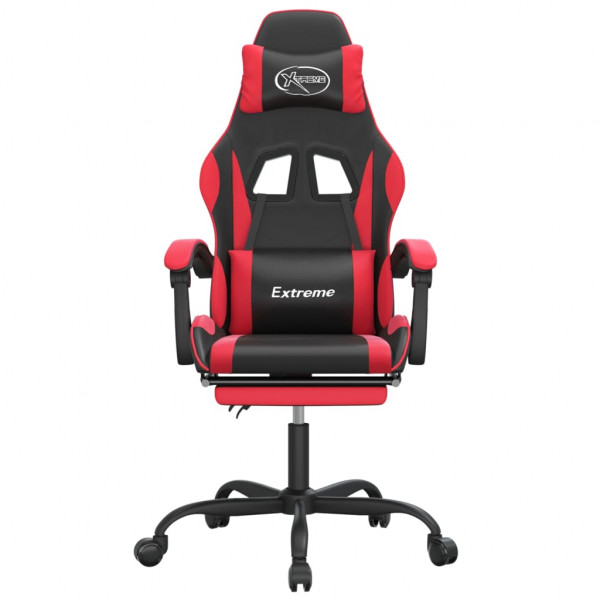 Silla gaming con reposapiés cuero sintético negro rojo M 3