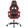 Silla gaming con reposapiés cuero sintético negro rojo 3