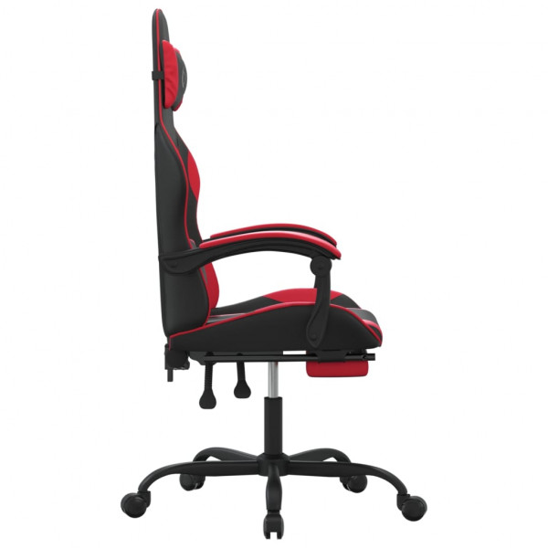 Silla gaming con reposapiés cuero sintético negro rojo M 4