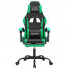 Silla gaming con reposapiés cuero sintético negro verde 3