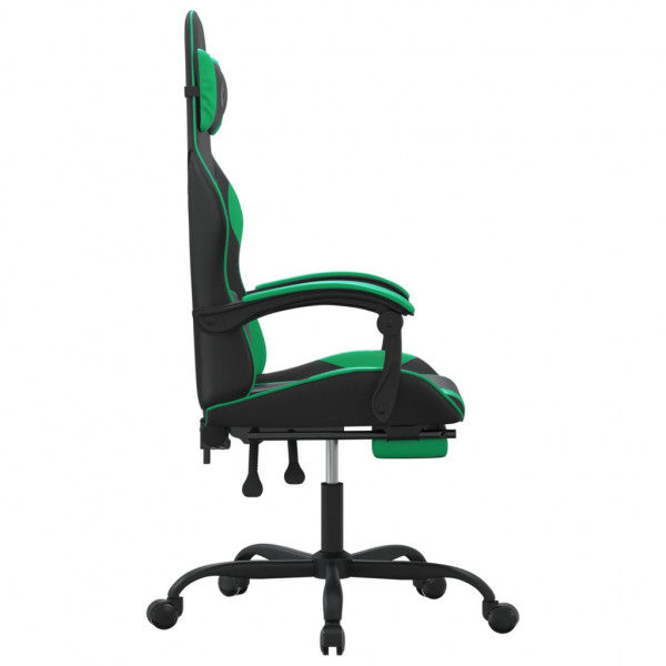 Silla gaming con reposapiés cuero sintético negro verde M 4