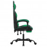Silla gaming con reposapiés cuero sintético negro verde 4
