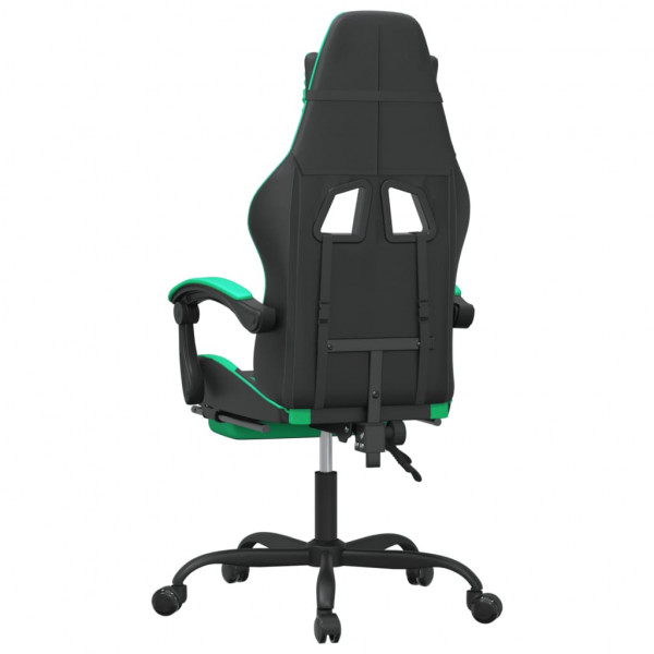 Silla gaming con reposapiés cuero sintético negro verde M 5