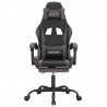 Silla gaming con reposapiés cuero sintético negro gris 3
