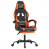 Silla gaming con reposapiés cuero sintético negro naranja 2
