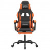 Silla gaming con reposapiés cuero sintético negro naranja 3