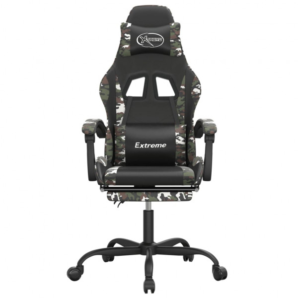 Silla gaming con reposapiés cuero sintético negro camuflaje M 3