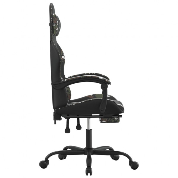 Silla gaming con reposapiés cuero sintético negro camuflaje M 4