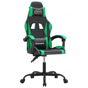 Silla gaming giratoria cuero sintético negro y verde H