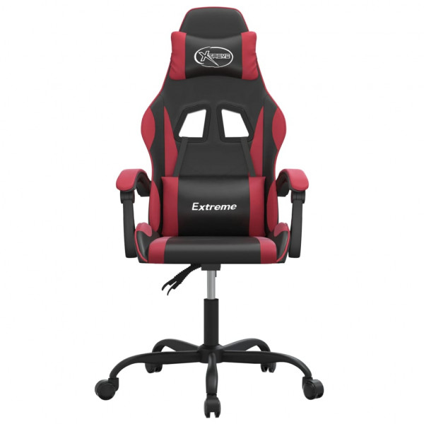 Silla gaming giratoria cuero sintético negro y rojo vino tinto M 3